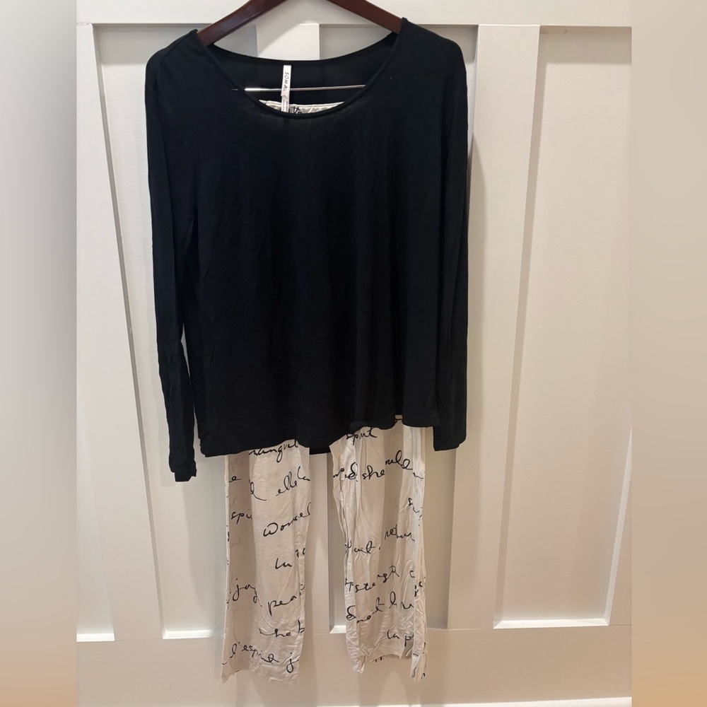 Soma Black Cool Nights long sleeve/crop pant pajama set